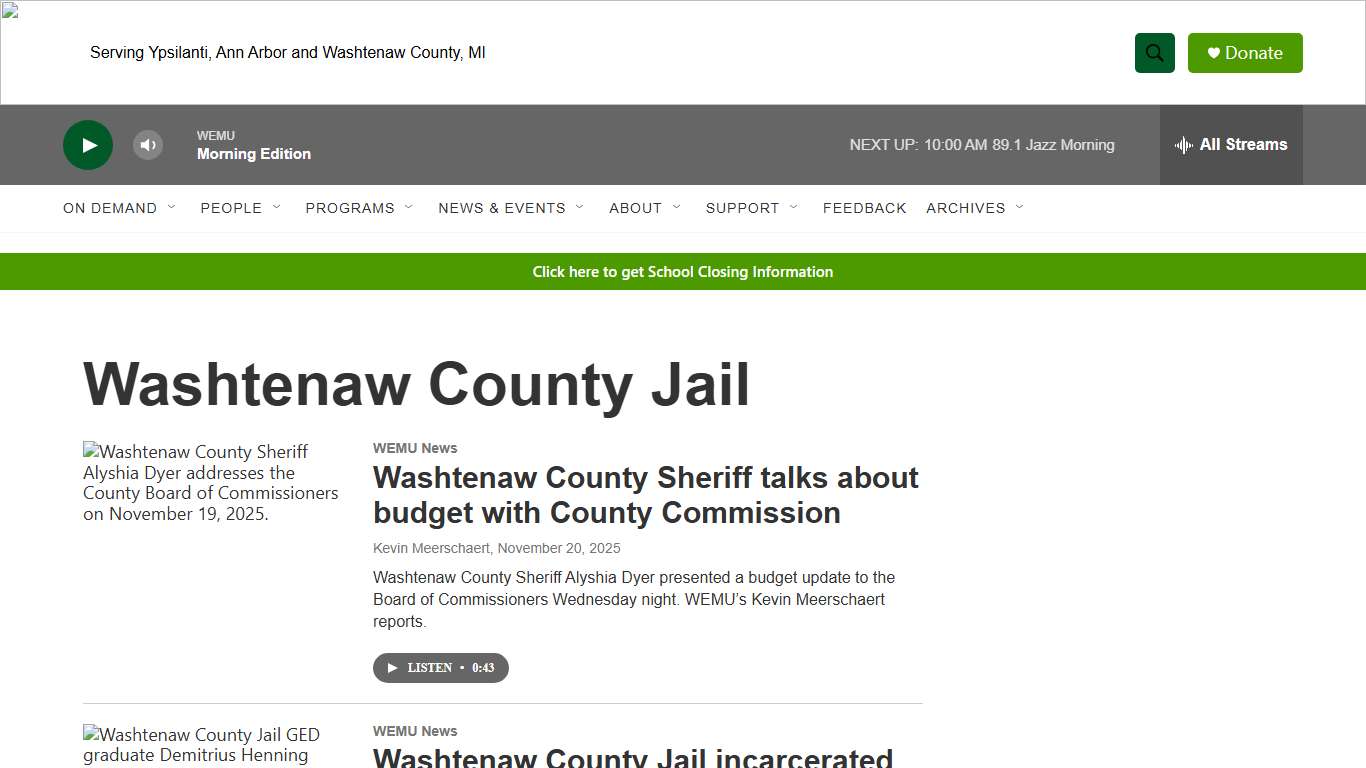 Washtenaw County Jail WEMU-FM