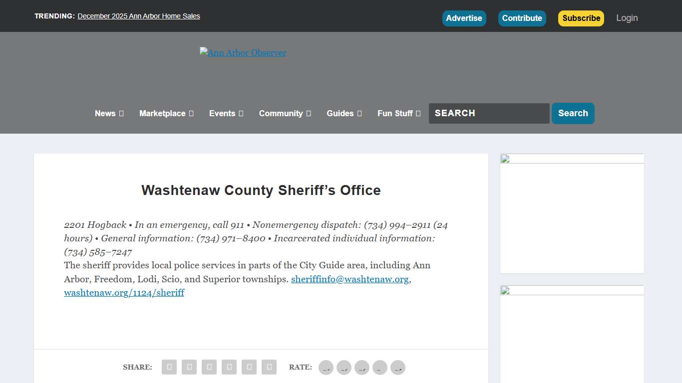 Washtenaw County Sheriff's Office - Ann Arbor Observer